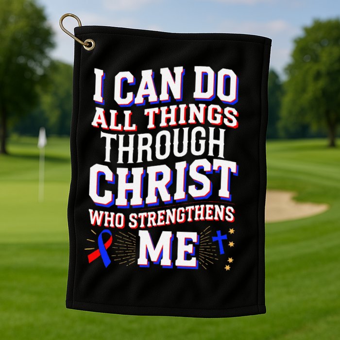 All Things Through Christ Congenital Heart Defect Awareness Golf Towel