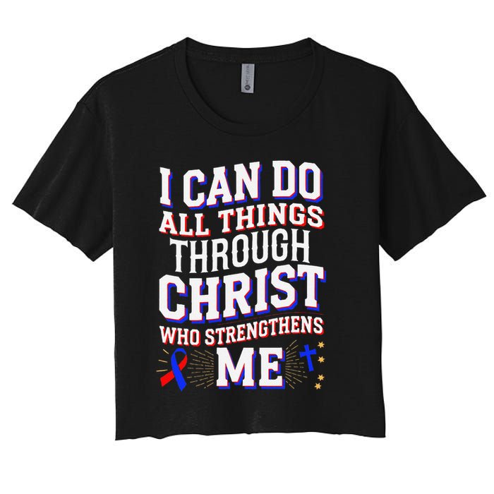 All Things Through Christ Congenital Heart Defect Awareness Women's Crop Top Tee