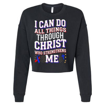 All Things Through Christ Congenital Heart Defect Awareness Cropped Pullover Crew
