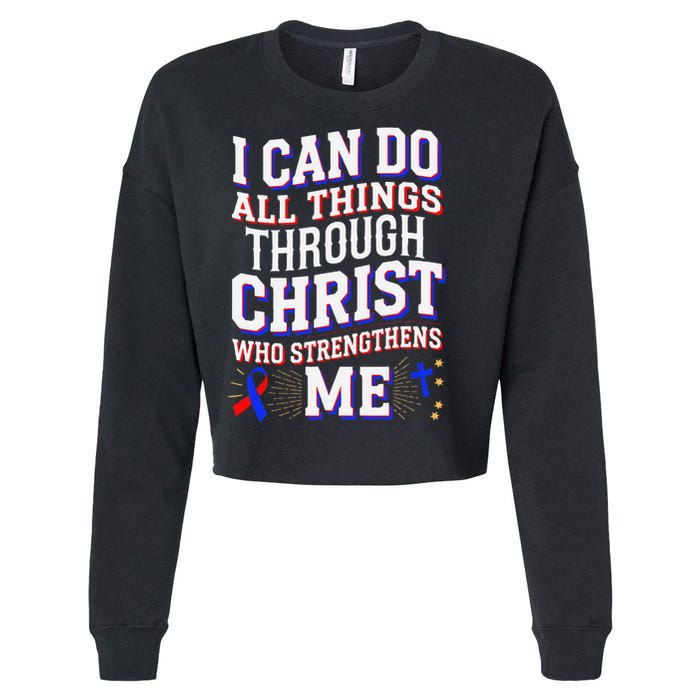 All Things Through Christ Congenital Heart Defect Awareness Cropped Pullover Crew