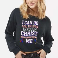 All Things Through Christ Congenital Heart Defect Awareness Cropped Pullover Crew