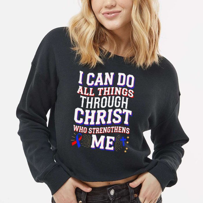 All Things Through Christ Congenital Heart Defect Awareness Cropped Pullover Crew