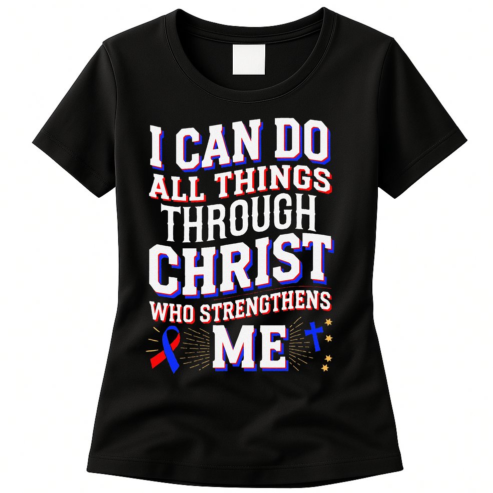 All Things Through Christ Congenital Heart Defect Awareness Womens T-Shirt