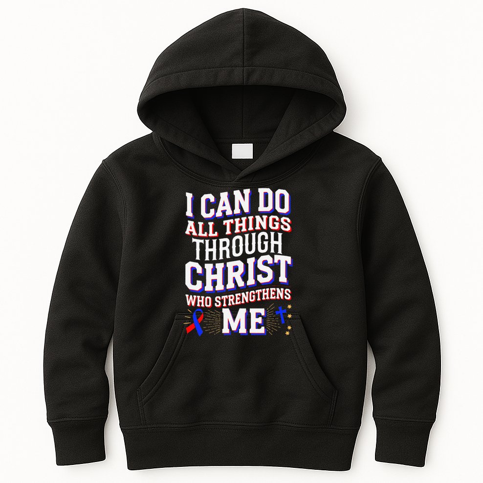 All Things Through Christ Congenital Heart Defect Awareness Kids Hoodie