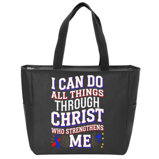 All Things Through Christ Congenital Heart Defect Awareness Zip Tote Bag