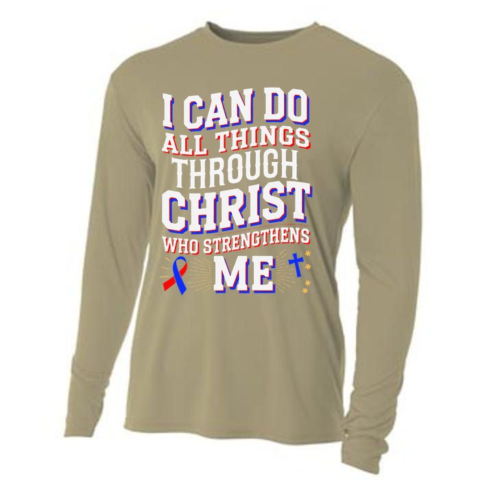 All Things Through Christ Congenital Heart Defect Awareness Cooling Performance Long Sleeve Crew