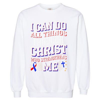 All Things Through Christ Congenital Heart Defect Awareness Garment-Dyed Sweatshirt