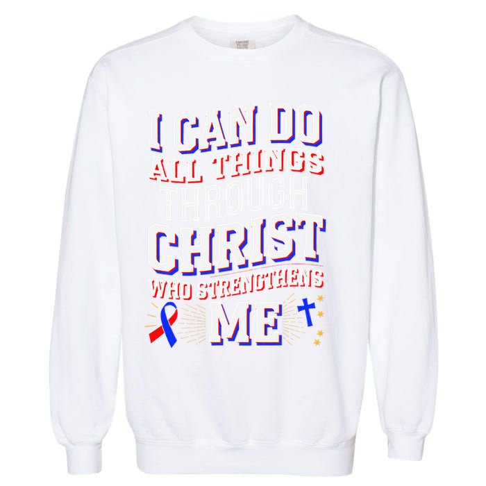 All Things Through Christ Congenital Heart Defect Awareness Garment-Dyed Sweatshirt