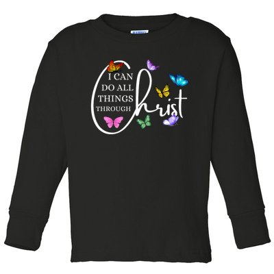 All Things Through Christ Faith Based Christian Toddler Long Sleeve Shirt