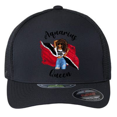 Afro Trinidad Tobago Aquarius Queen African Patriotic Flag Gift Flexfit Unipanel Trucker Cap