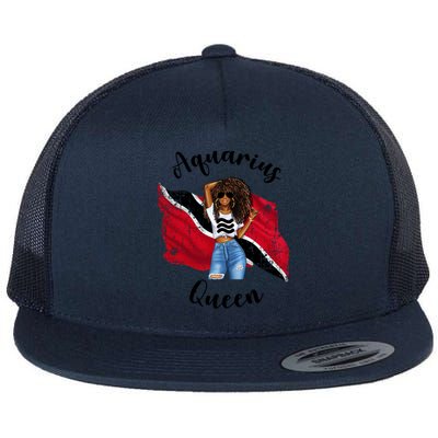 Afro Trinidad Tobago Aquarius Queen African Patriotic Flag Gift Flat Bill Trucker Hat