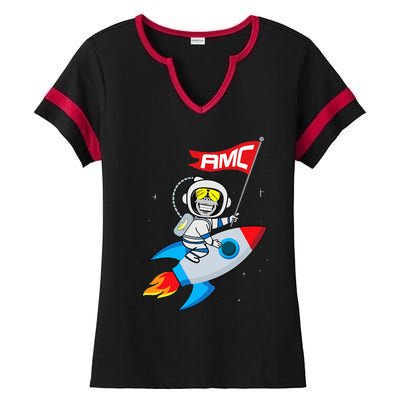 Apes To The Moon $AMC Short Squeeze Ladies Halftime Notch Neck Tee