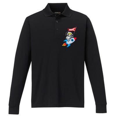 Apes To The Moon $AMC Short Squeeze Performance Long Sleeve Polo