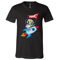 Apes To The Moon $AMC Short Squeeze V-Neck T-Shirt