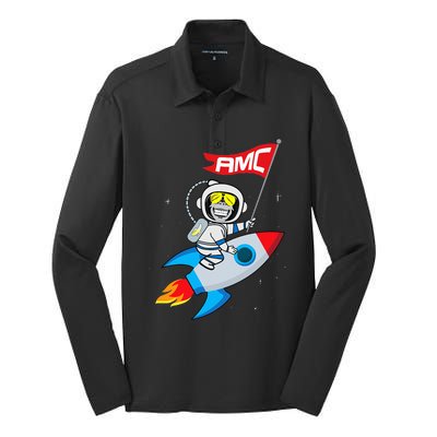 Apes To The Moon $AMC Short Squeeze Silk Touch Performance Long Sleeve Polo