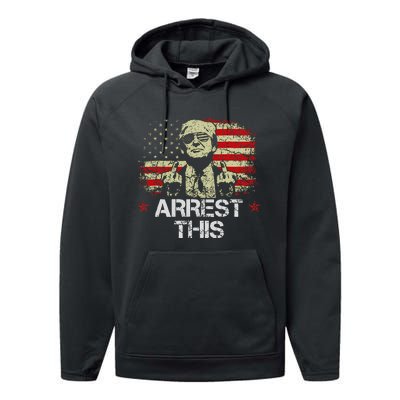 Arrest This Trump Fingers Pro Trump American Flag Performance Fleece Hoodie