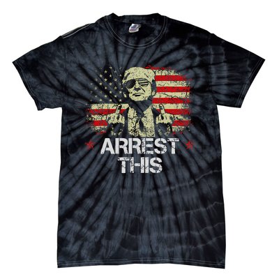 Arrest This Trump Fingers Pro Trump American Flag Tie-Dye T-Shirt