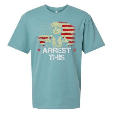 Arrest This Trump Fingers Pro Trump American Flag Sueded Cloud Jersey T-Shirt