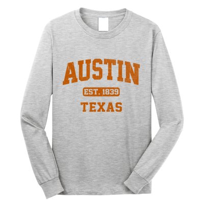 Austin Texas TX Vintage State Athletic Style Long Sleeve Shirt