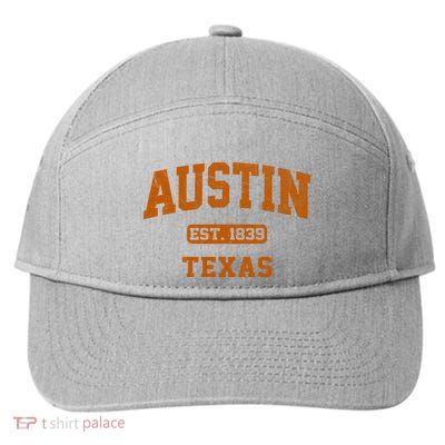 Austin Texas TX Vintage State Athletic Style 7-Panel Snapback Hat