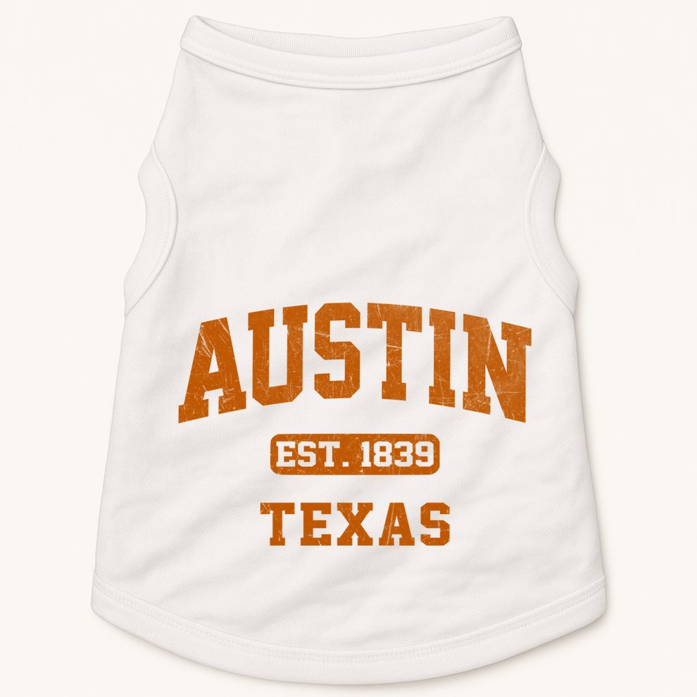 Austin Texas TX Vintage State Athletic Style Doggie Tank