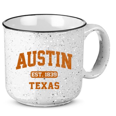Austin Texas TX Vintage State Athletic Style 15oz Campfire Ceramic Mug