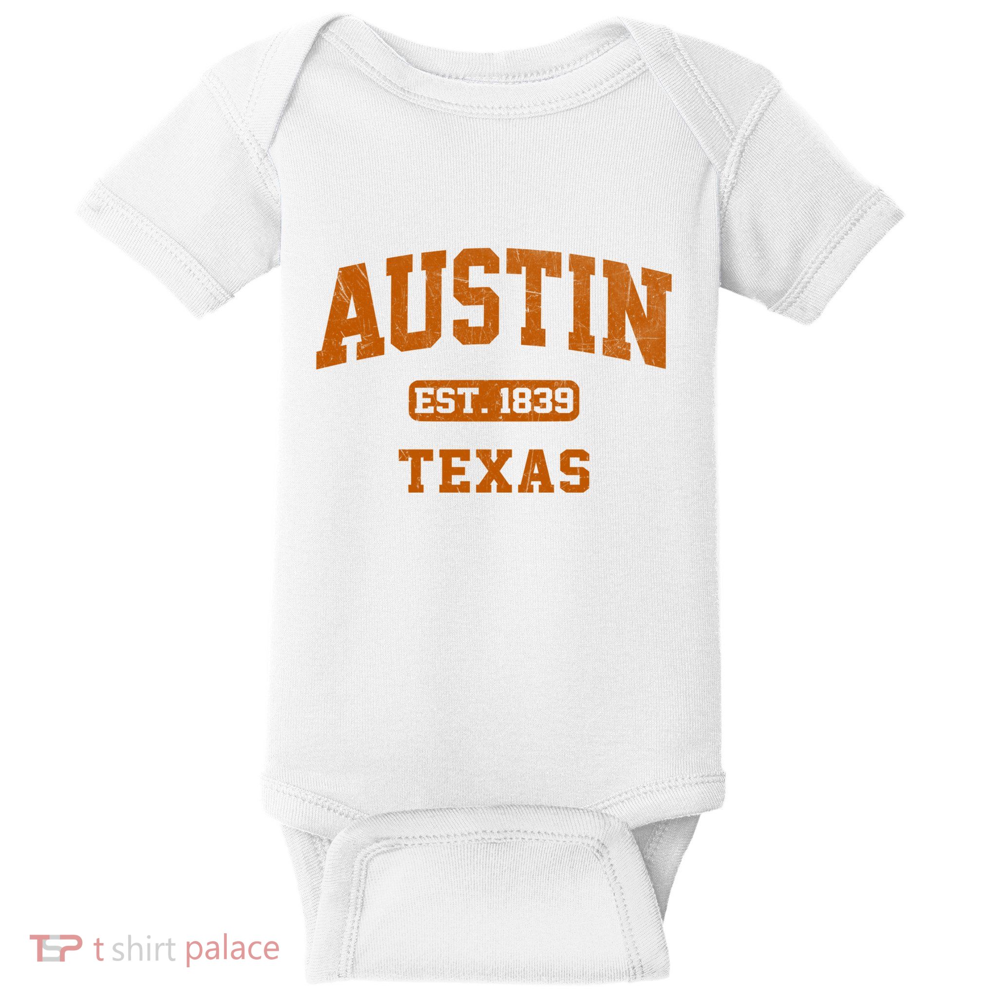 Austin Texas TX Vintage State Athletic Style Baby Bodysuit