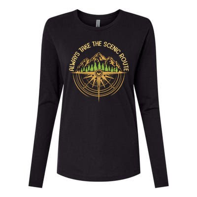 Always Take The Scenic Route Womens Cotton Relaxed Long Sleeve T-Shirt