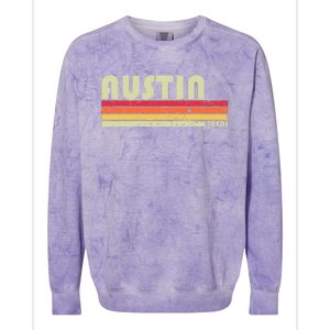 Austin Tx Texas Funny City Home Roots Gift Retro 70s 80s Colorblast Crewneck Sweatshirt