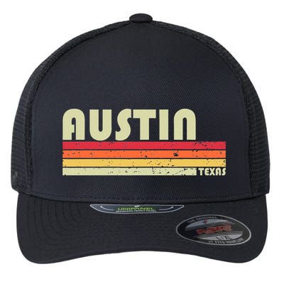 Austin Tx Texas Funny City Home Roots Gift Retro 70s 80s Flexfit Unipanel Trucker Cap