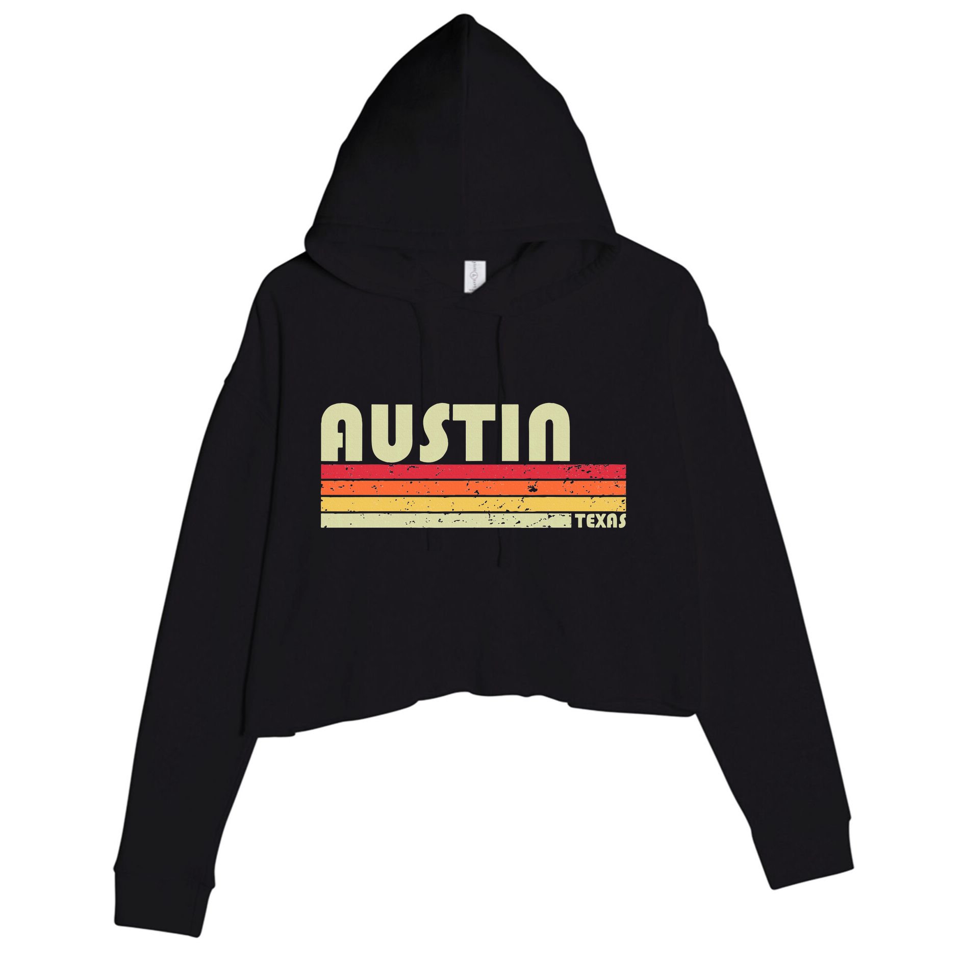 Austin Tx Texas Funny City Home Roots Gift Retro 70s 80s Crop Fleece Hoodie