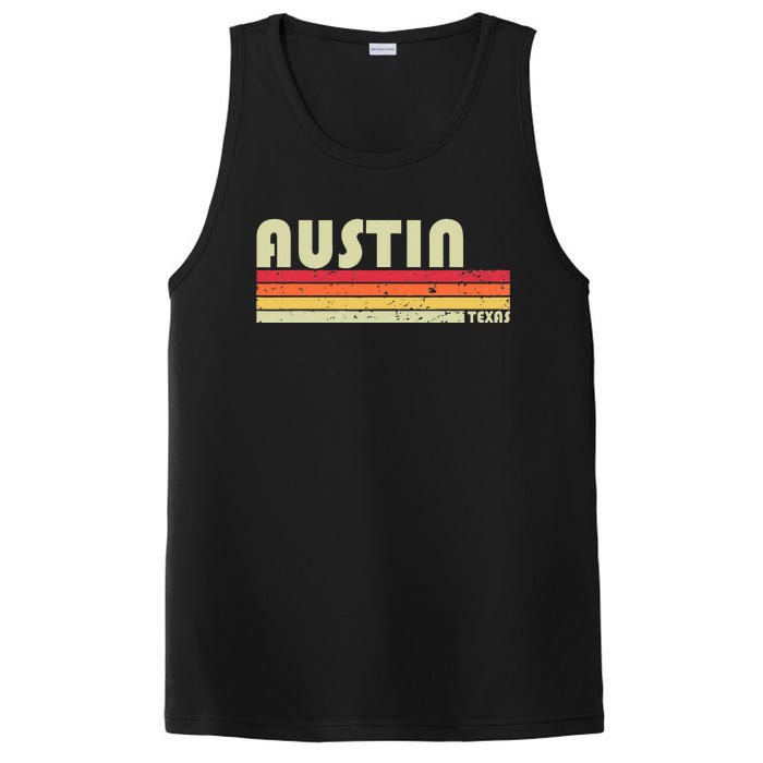 Austin Tx Texas Funny City Home Roots Gift Retro 70s 80s PosiCharge Competitor Tank