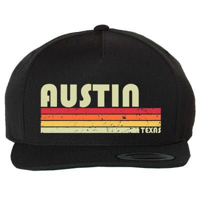 Austin Tx Texas Funny City Home Roots Gift Retro 70s 80s Wool Snapback Cap