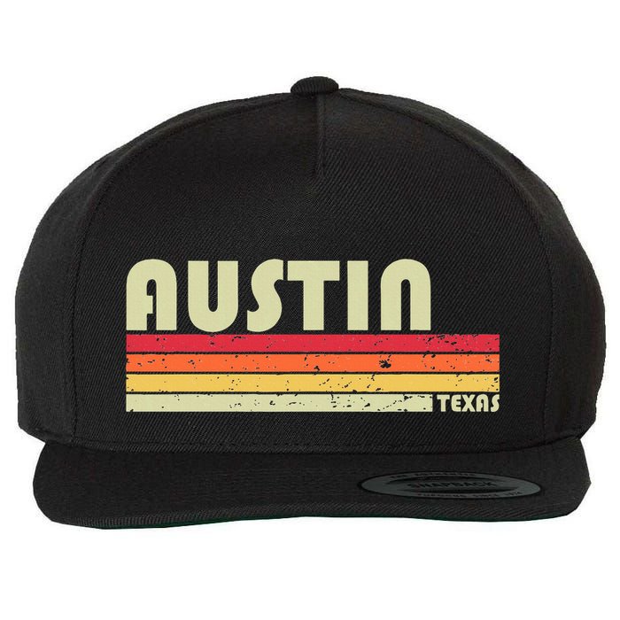 Austin Tx Texas Funny City Home Roots Gift Retro 70s 80s Wool Snapback Cap