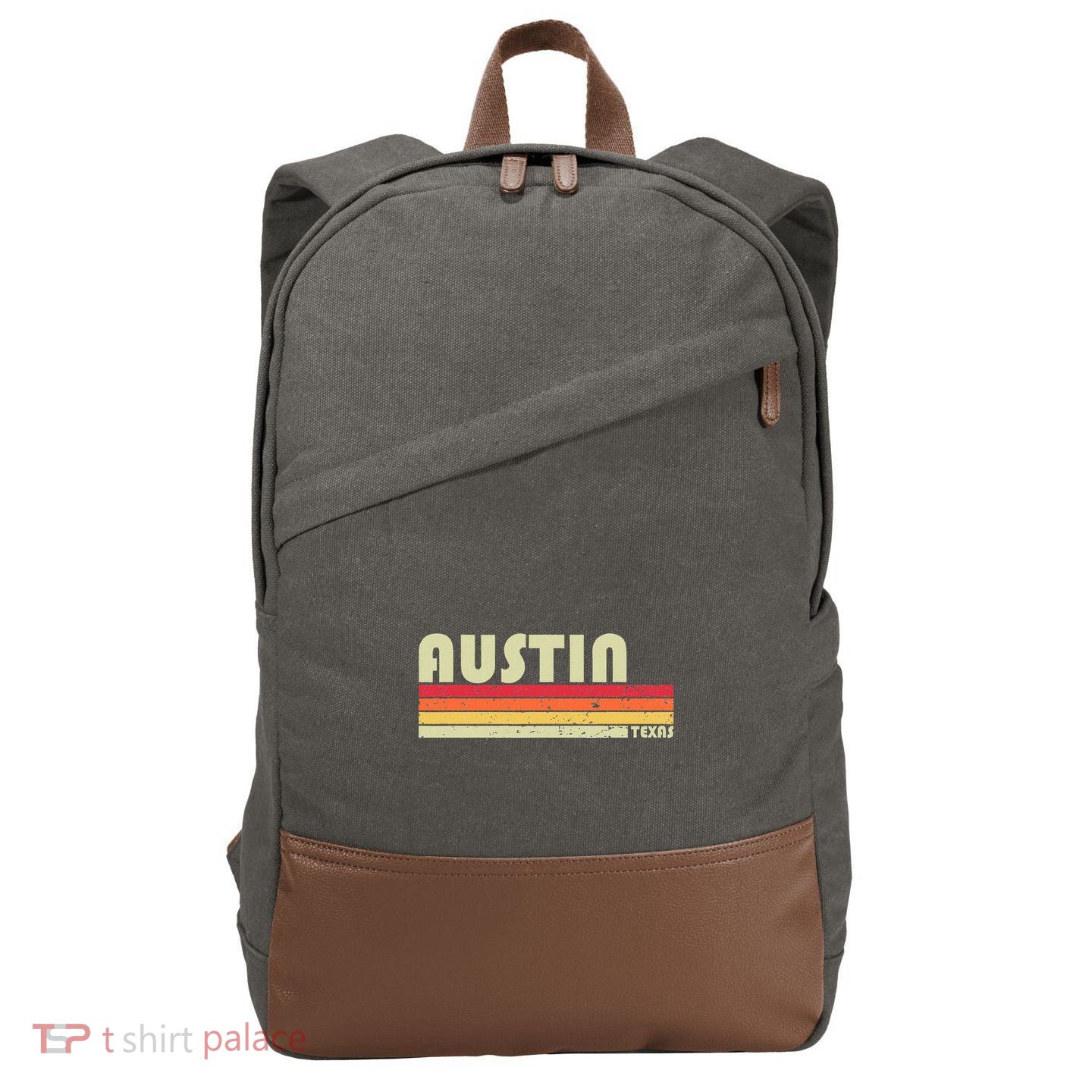 Austin Tx Texas Funny City Home Roots Gift Retro 70s 80s Cotton Canvas Backpack