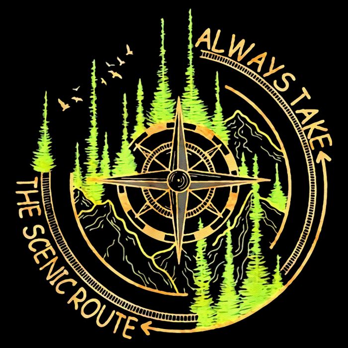 Always Take The Scenic Route Funny Adventure Hiking Camping City Backpack