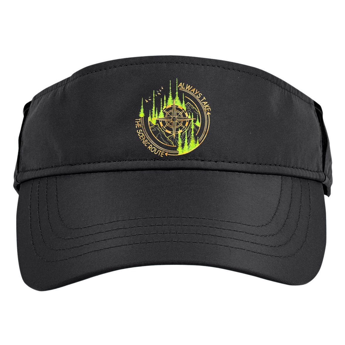 Always Take The Scenic Route Funny Adventure Hiking Camping Adult Drive Performance Visor