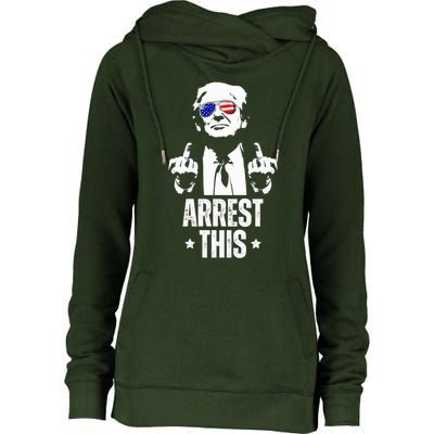 Arrest This Trump Fingers Pro Trump 2024 Rally Shoot Pa Womens Funnel Neck Pullover Hood