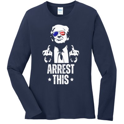 Arrest This Trump Fingers Pro Trump 2024 Rally Shoot Pa Ladies Long Sleeve Shirt