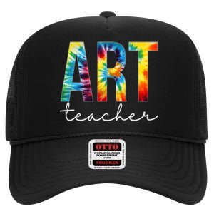 Art Teacher Tie Dye Appreciation Day Hello Back To School High Crown Mesh Back Trucker Hat