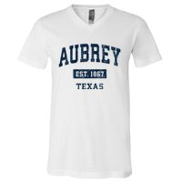 Aubrey Texas Tx Vintage Sports Established V-Neck T-Shirt