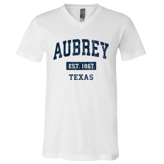 Aubrey Texas Tx Vintage Sports Established V-Neck T-Shirt