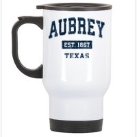 Aubrey Texas Tx Vintage Sports Established Stainless Steel Travel Mug