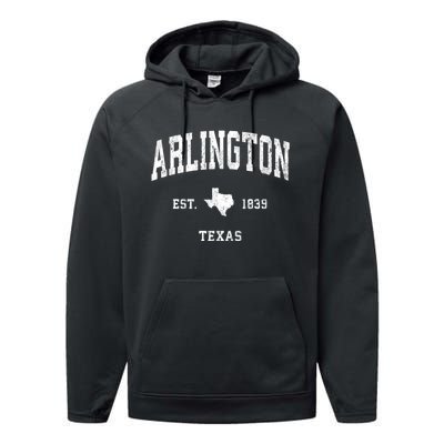 Arlington Texas Tx Vintage Athletic Performance Fleece Hoodie