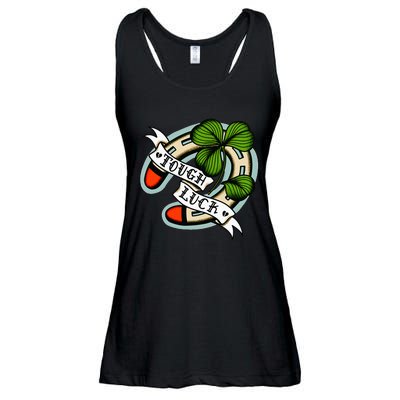 American Traditional Tattoo Horseshoe Four Leaf Clover Luck Ladies Essential Flowy Tank