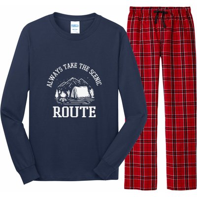 Always Take The Scenic Route Camping Gift Long Sleeve Pajama Set