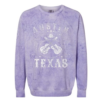 Austin Texas Travel Vintage Colorblast Crewneck Sweatshirt