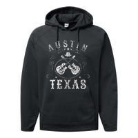 Austin Texas Travel Vintage Performance Fleece Hoodie