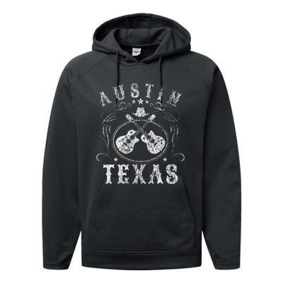 Austin Texas Travel Vintage Performance Fleece Hoodie