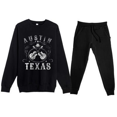 Austin Texas Travel Vintage Premium Crewneck Sweatsuit Set